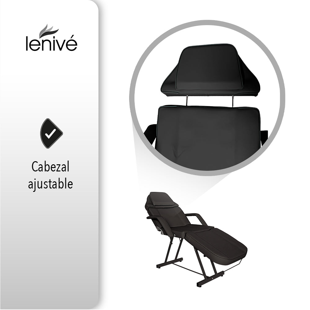 SILLA CAMA PARA FACIALES COLOR NEGRO CON BANCO