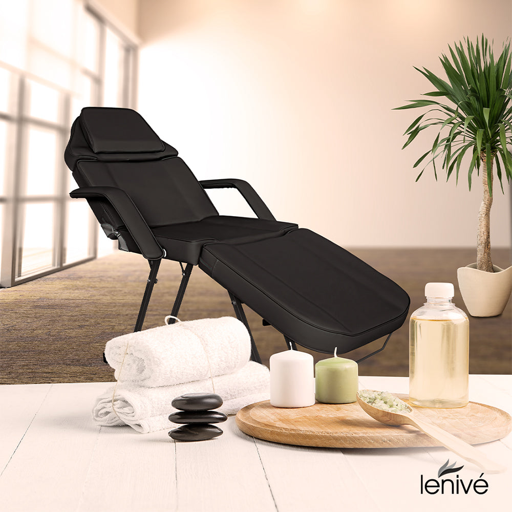 SILLA CAMA PARA FACIALES COLOR NEGRO CON BANCO