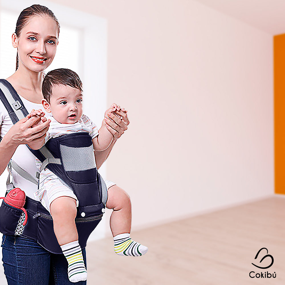 CARGADOR DE BEBÉS ERGONÓMICO MULTISOPORTES COLOR AZUL OSCURO PARA NIÑOS DE 0 A 36 MESES