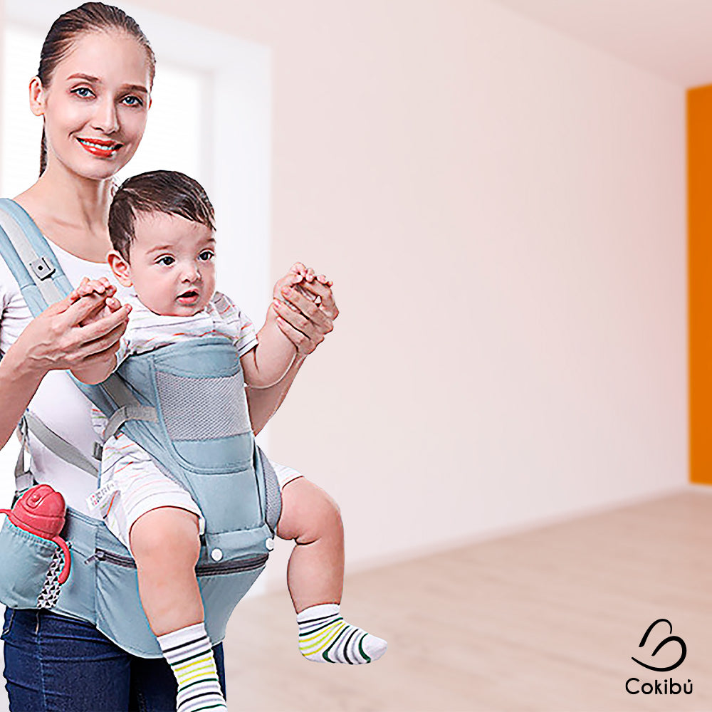 CARGADOR DE BEBÉS ERGONÓMICO MULTISOPORTES COLOR AZUL PARA NIÑOS DE 0 A 36 MESES