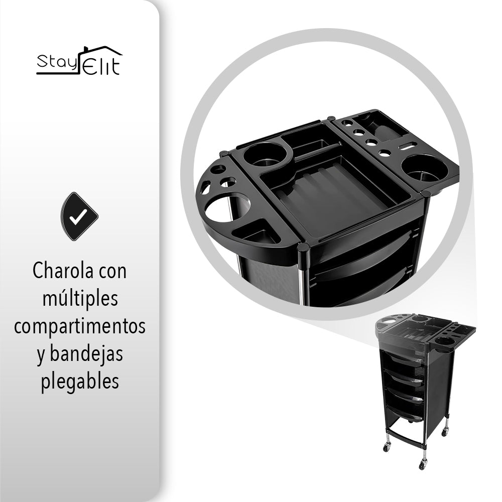 CARRITO AUXILIAR MULTIUSOS ORGANIZADOR COLOR NEGRO