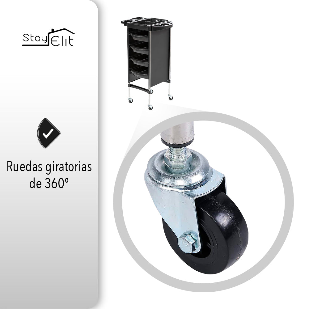 CARRITO AUXILIAR MULTIUSOS ORGANIZADOR COLOR NEGRO