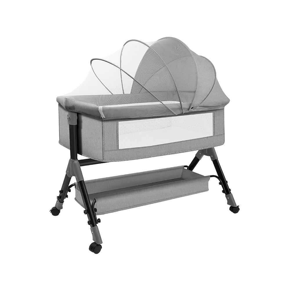 CUNA MOISÉS PARA BEBÉ CON MOSQUITERO COLOR GRIS