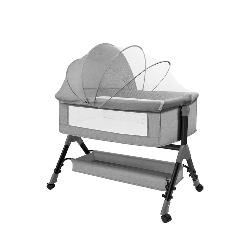 CUNA MOISÉS PARA BEBÉ CON MOSQUITERO COLOR GRIS