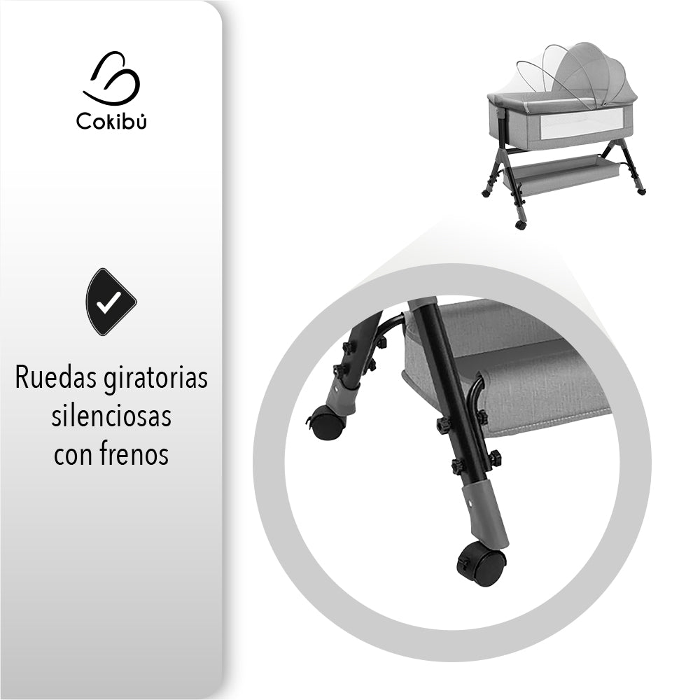 CUNA MOISÉS PARA BEBÉ CON MOSQUITERO COLOR GRIS