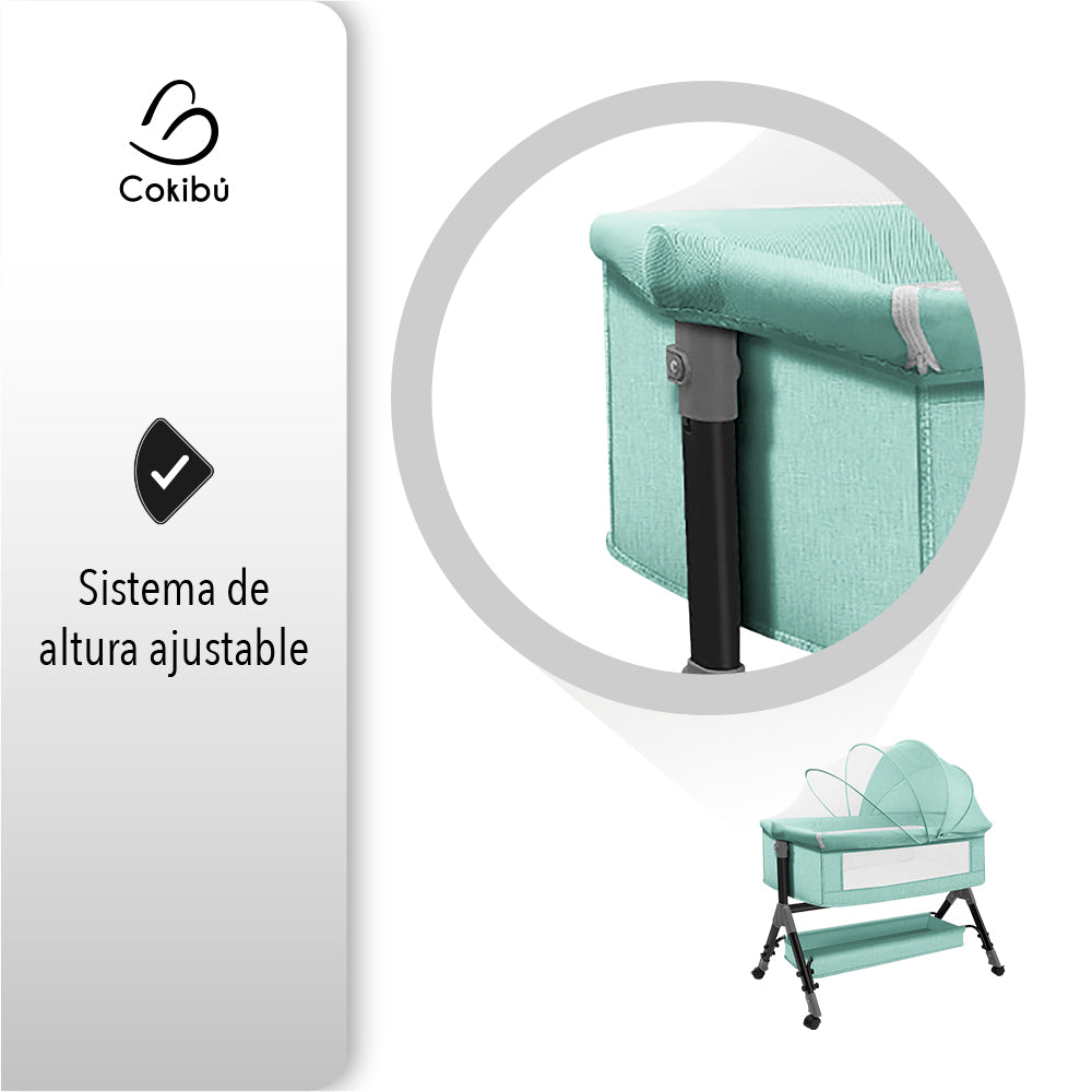 CUNA MOISÉS PARA BEBÉ CON MOSQUITERO COLOR MENTA