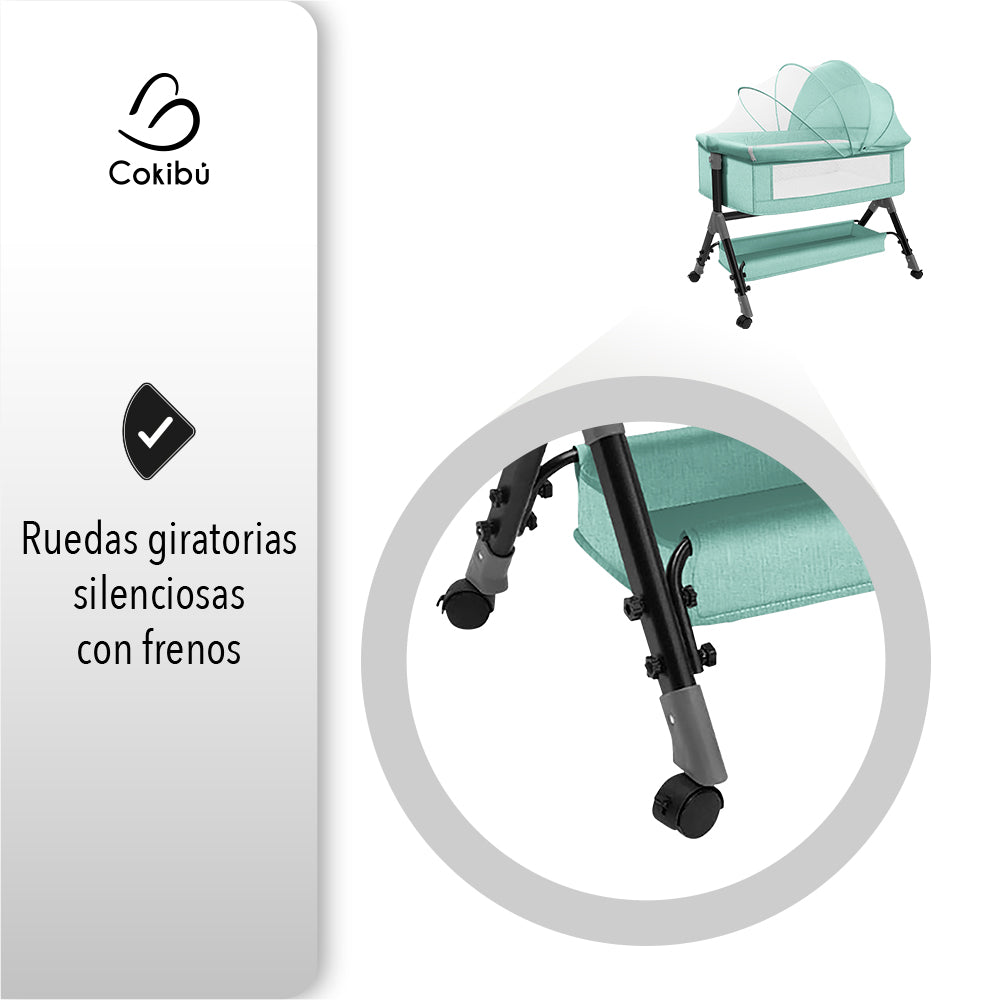 CUNA MOISÉS PARA BEBÉ CON MOSQUITERO COLOR MENTA