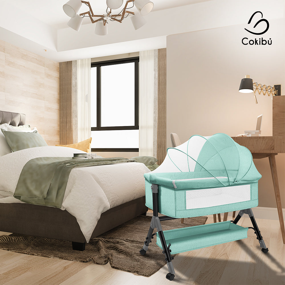 CUNA MOISÉS PARA BEBÉ CON MOSQUITERO COLOR MENTA