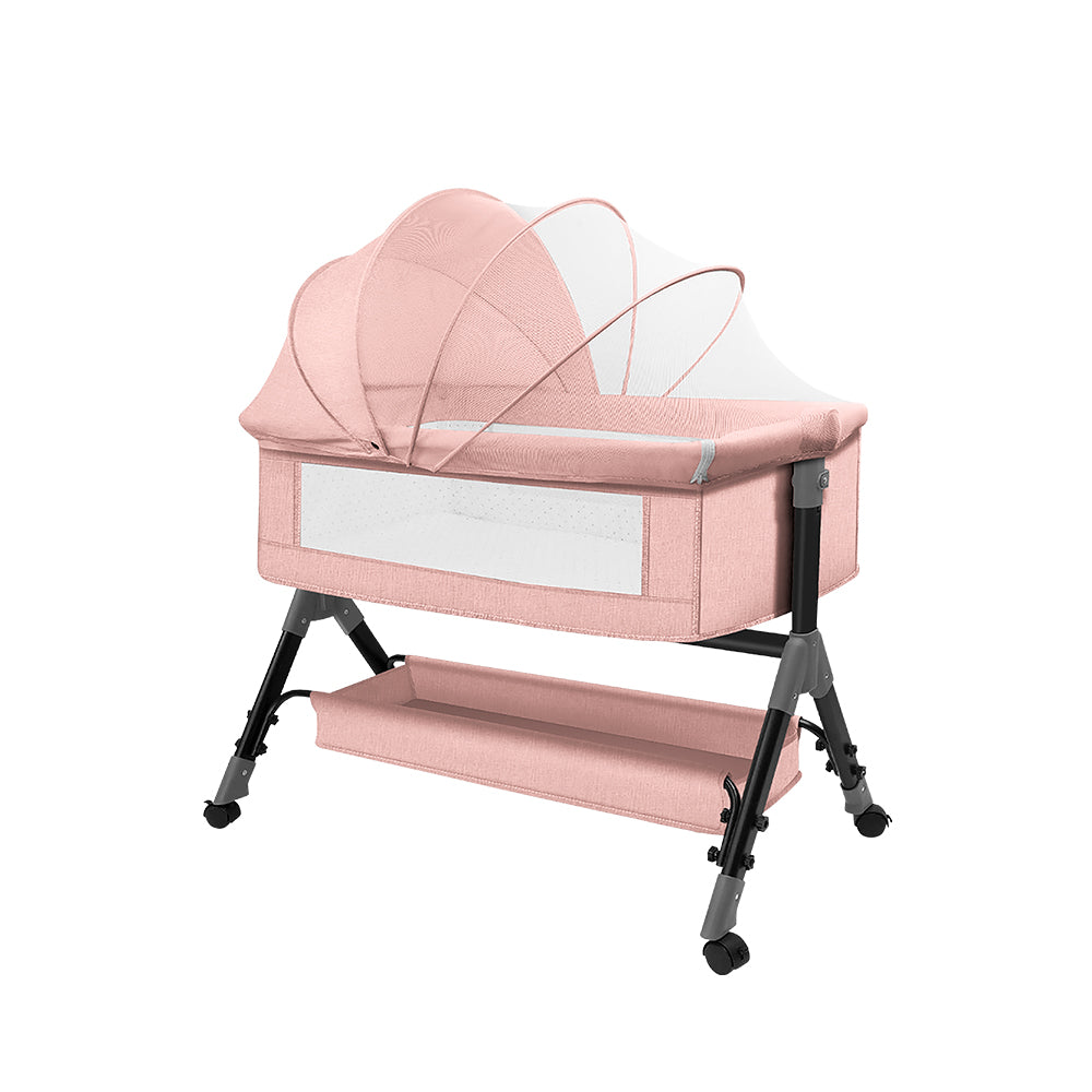 CUNA MOISÉS PARA BEBÉ CON MOSQUITERO COLOR ROSA