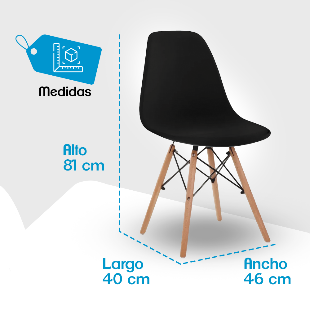 SET DE 4 SILLAS MINIMALISTAS COLOR NEGRO