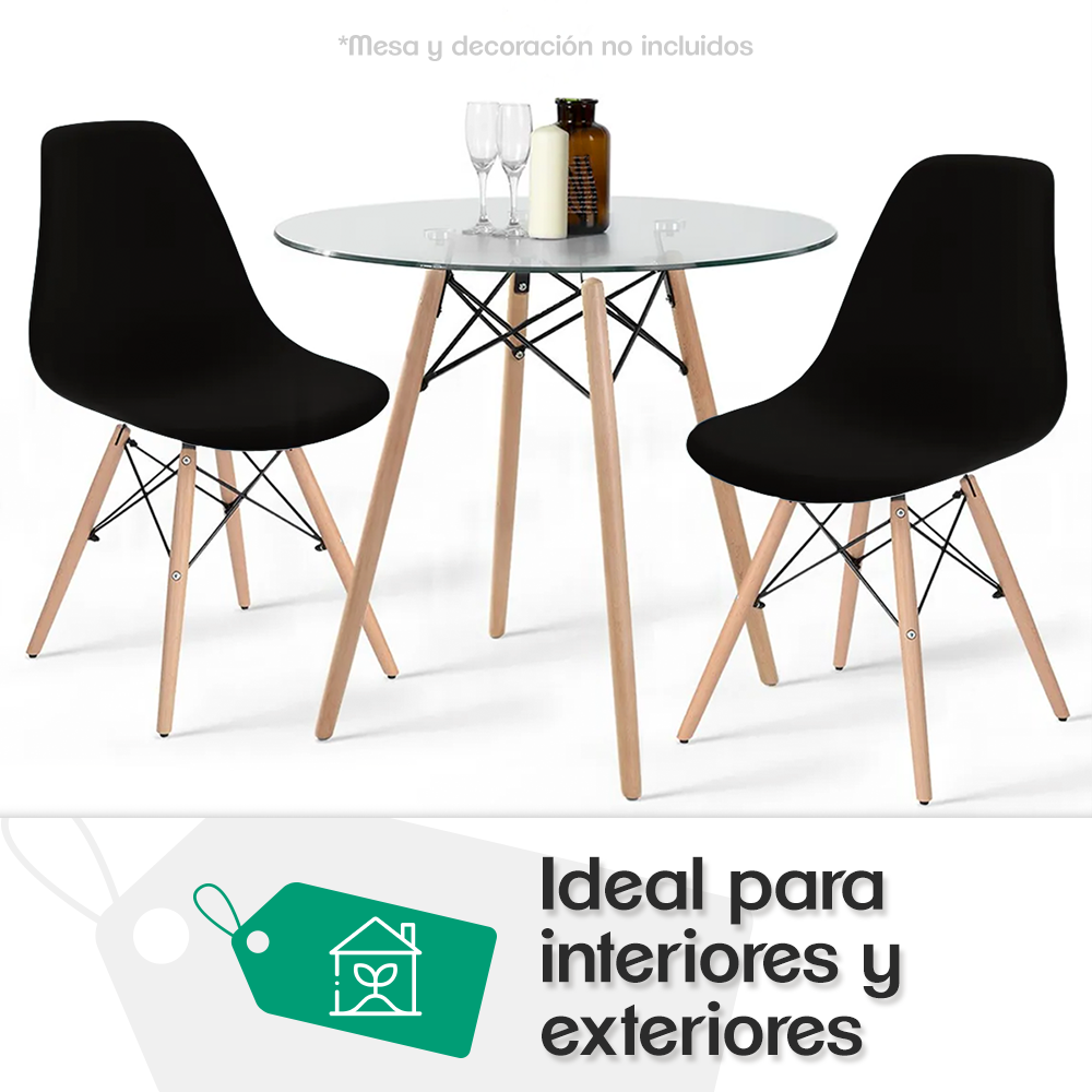 SET DE 4 SILLAS MINIMALISTAS COLOR NEGRO