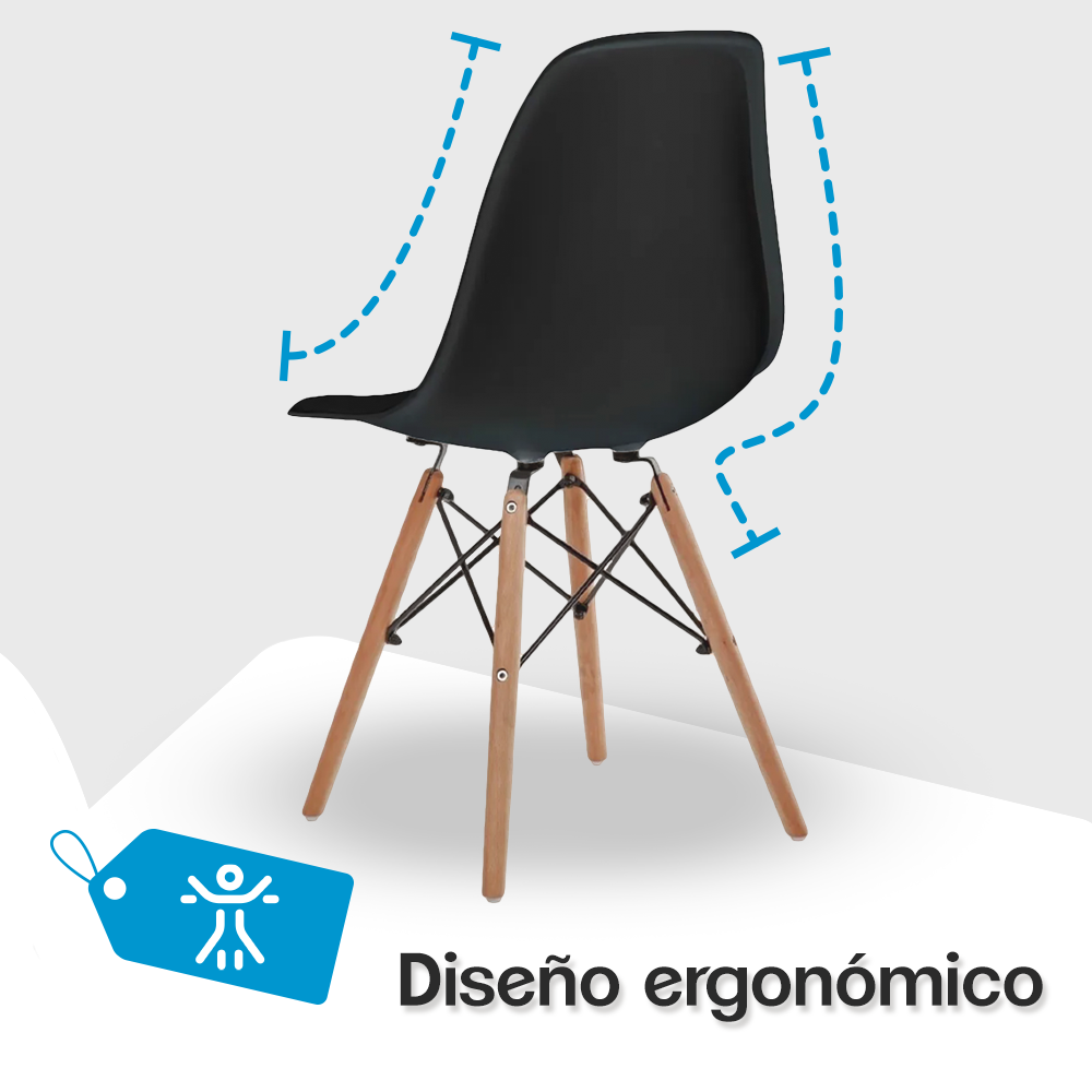 SET DE 4 SILLAS MINIMALISTAS COLOR NEGRO