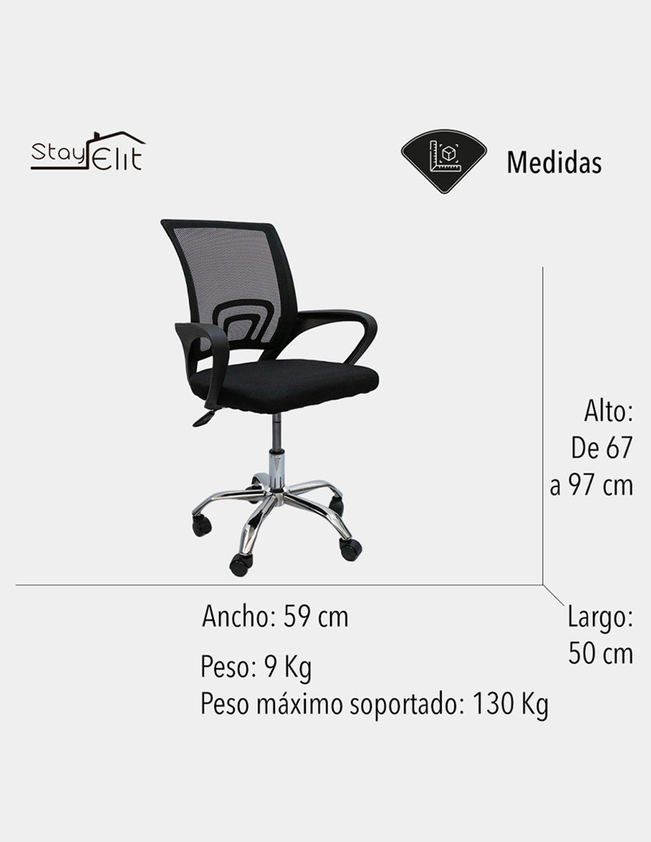SILLA DE OFICINA ERGONÓMICA COLOR NEGRA