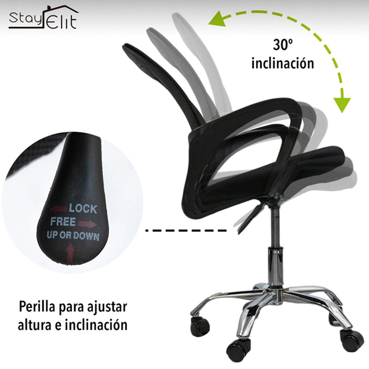 SILLA DE OFICINA ERGONÓMICA COLOR NEGRA
