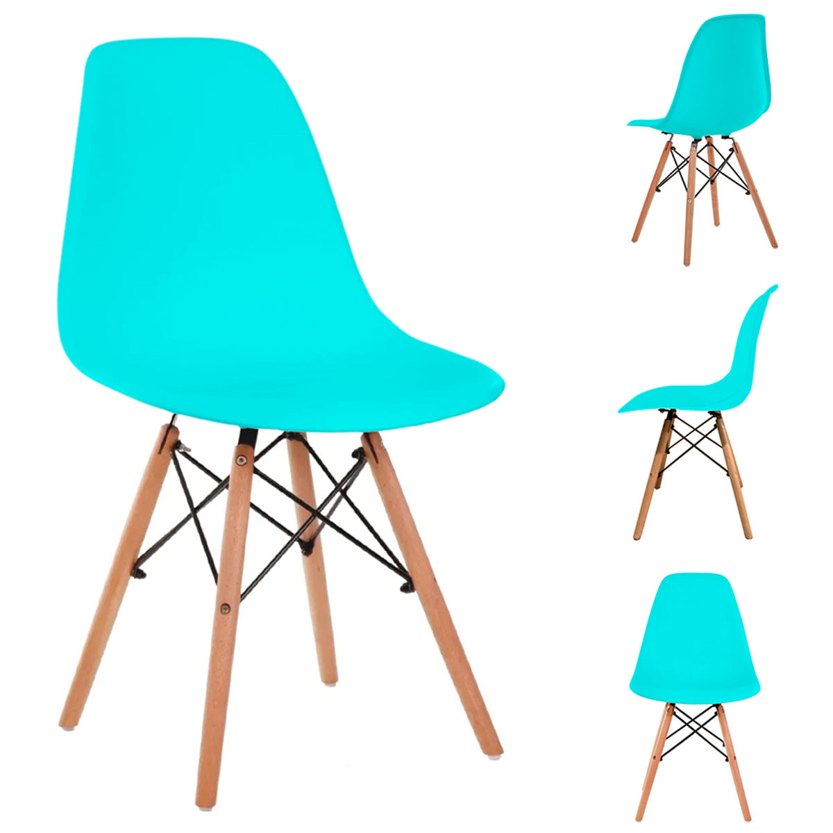 SET DE 4 SILLAS EAMES MINIMALISTAS COLOR AQUA