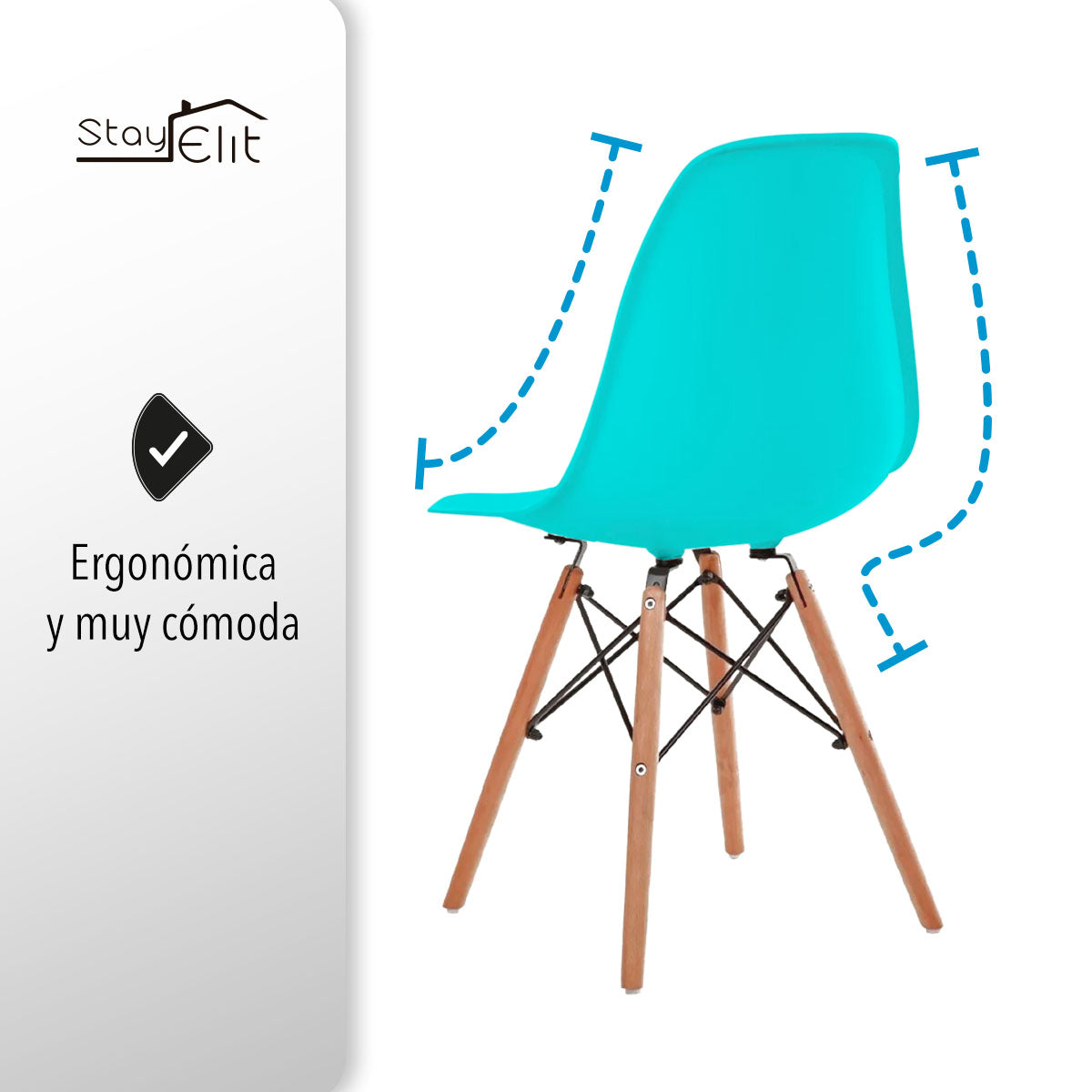 SET DE 4 SILLAS EAMES MINIMALISTAS COLOR AQUA
