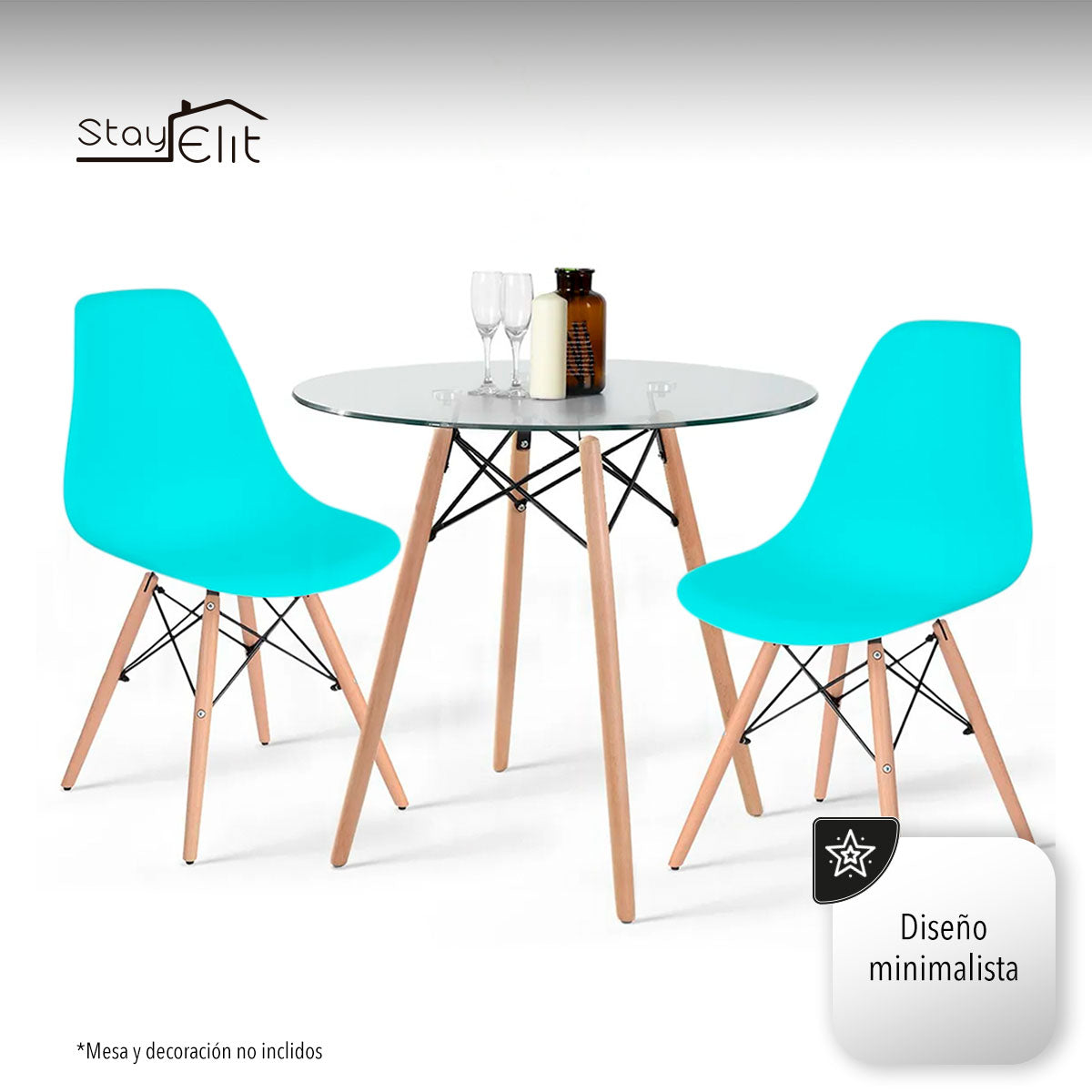 SET DE 4 SILLAS EAMES MINIMALISTAS COLOR AQUA