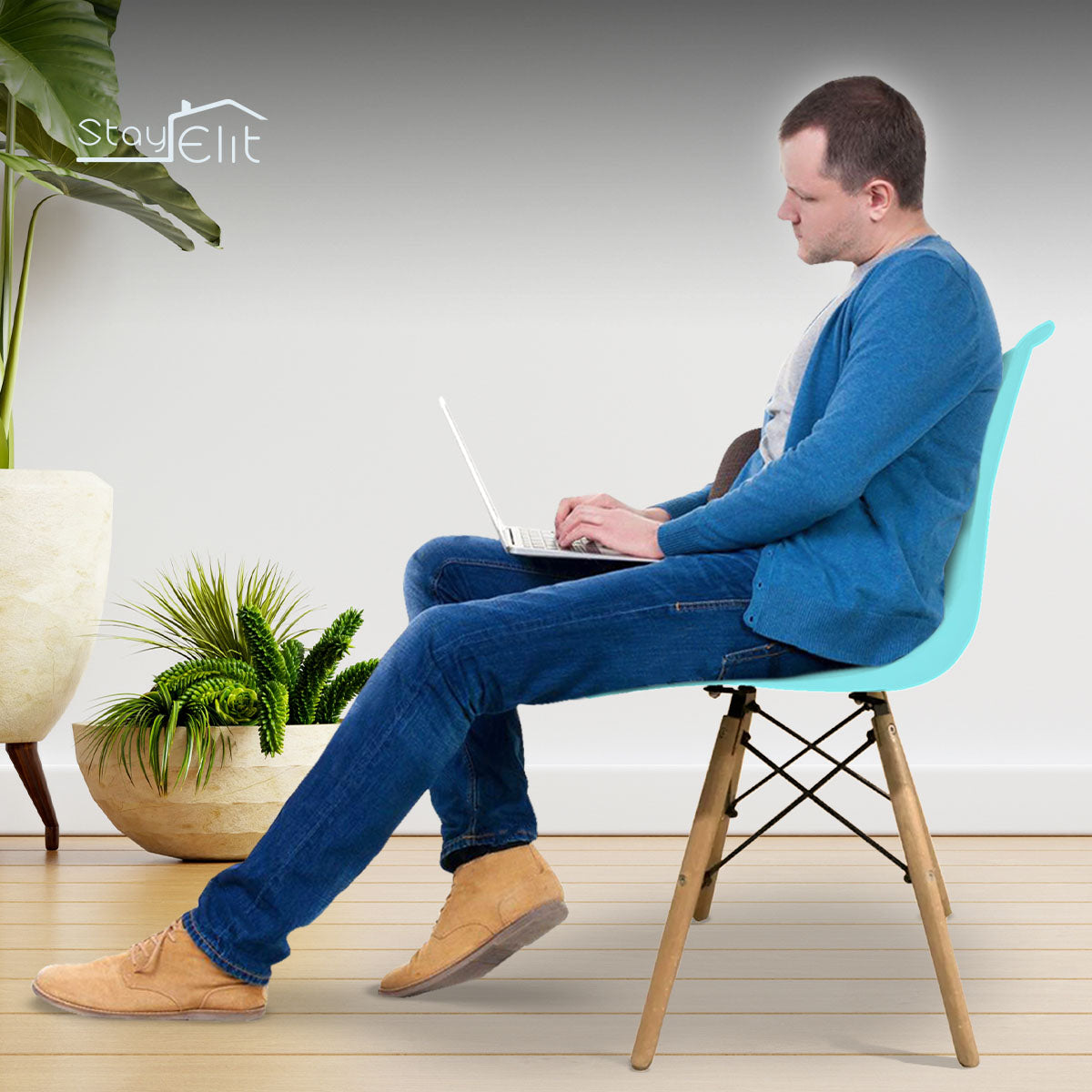 SET DE 4 SILLAS EAMES MINIMALISTAS COLOR AQUA