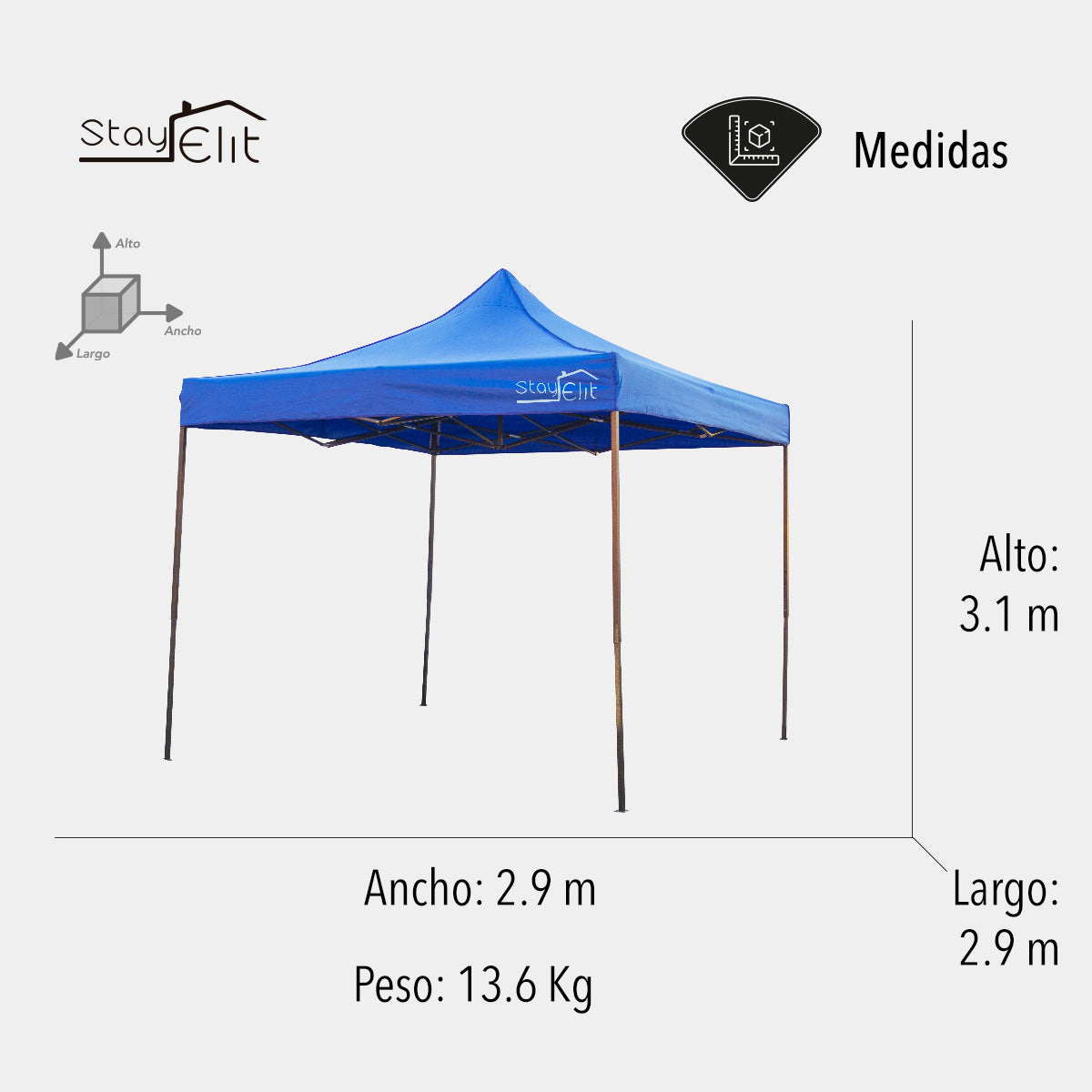TOLDO TIPO CARPA 3X3 COLOR AZUL