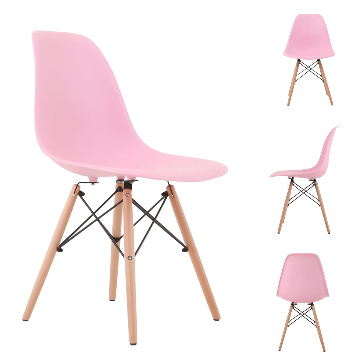 SET DE 4 SILLAS EAMES MINIMALISTAS COLOR ROSA (SALDOS)