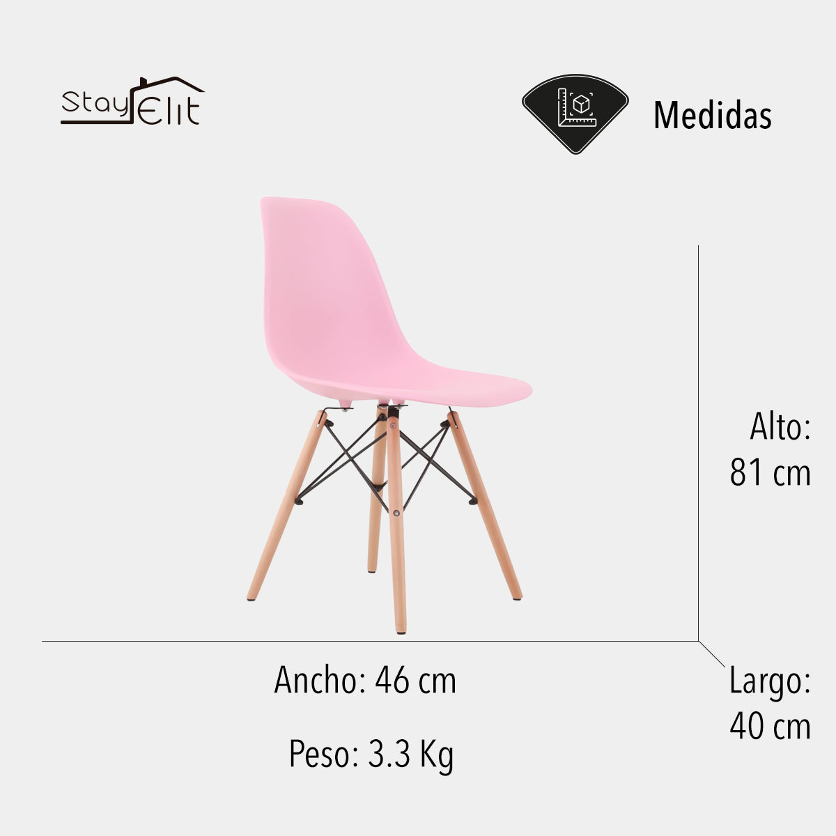 SET DE 4 SILLAS EAMES MINIMALISTAS COLOR ROSA (SALDOS)