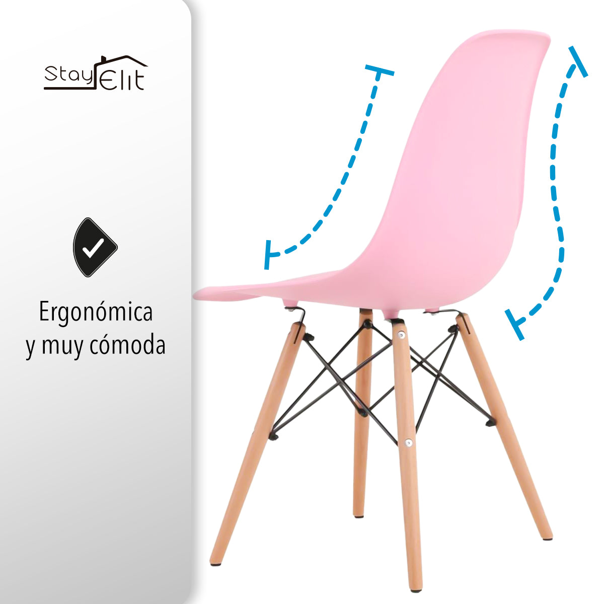 SET DE 4 SILLAS EAMES MINIMALISTAS COLOR ROSA (SALDOS)