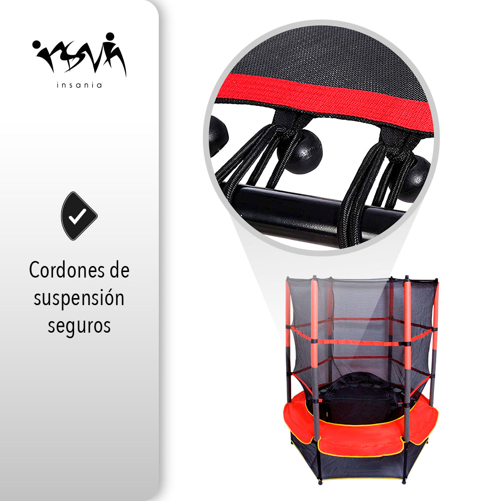 TRAMPOLÍN HEXAGONAL CON MALLA DE SEGURIDAD PARA NIÑOS