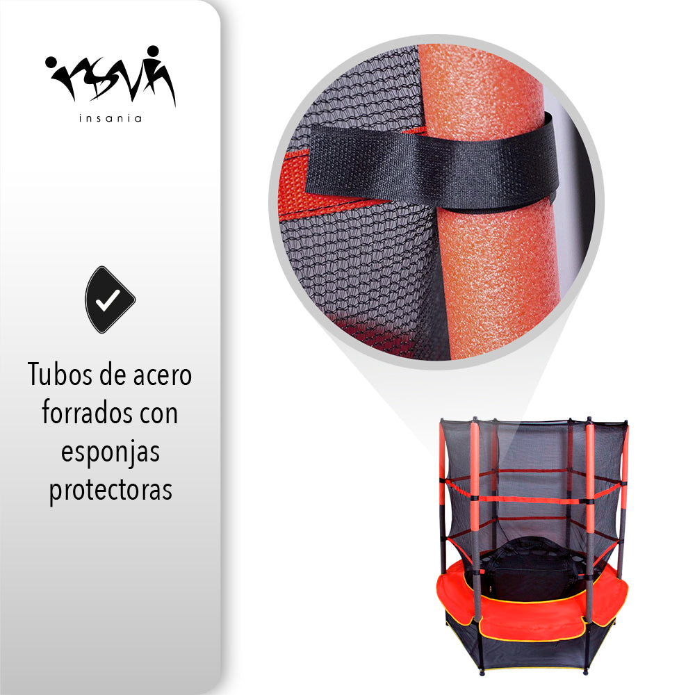 TRAMPOLÍN HEXAGONAL CON MALLA DE SEGURIDAD PARA NIÑOS
