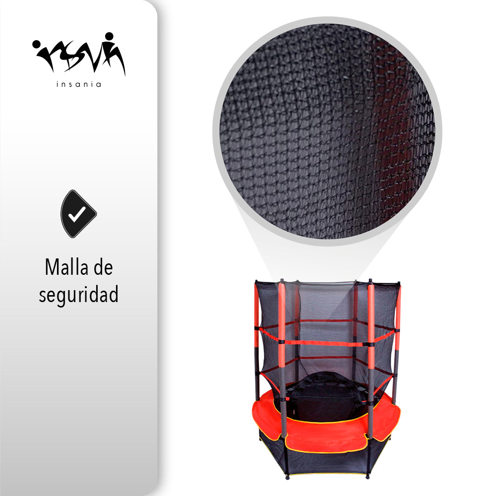 TRAMPOLÍN HEXAGONAL CON MALLA DE SEGURIDAD PARA NIÑOS