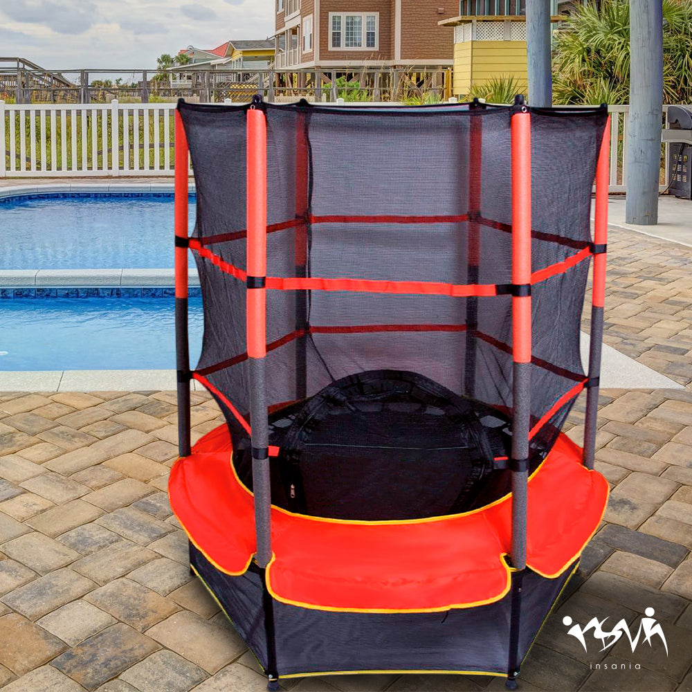 TRAMPOLÍN HEXAGONAL CON MALLA DE SEGURIDAD PARA NIÑOS