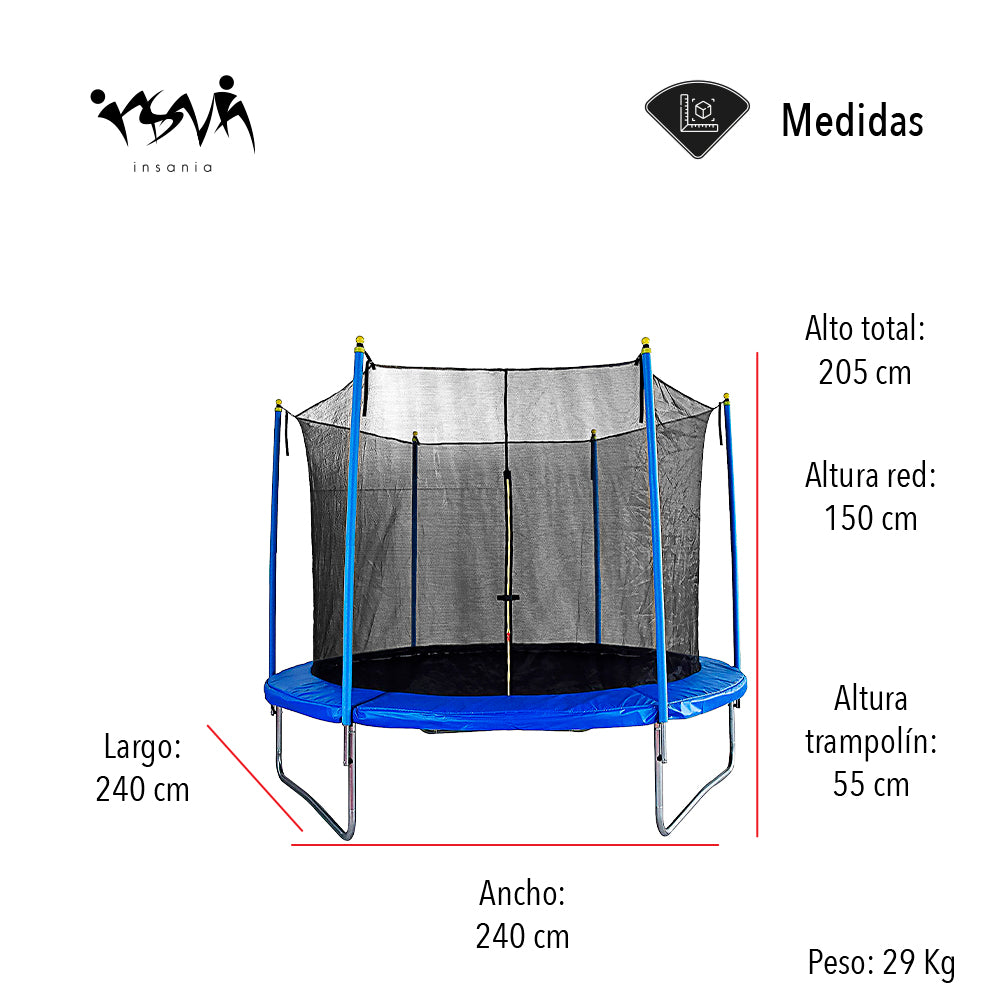 TRAMPOLÍN PARA NIÑOS CON MALLA DE 8 PIES