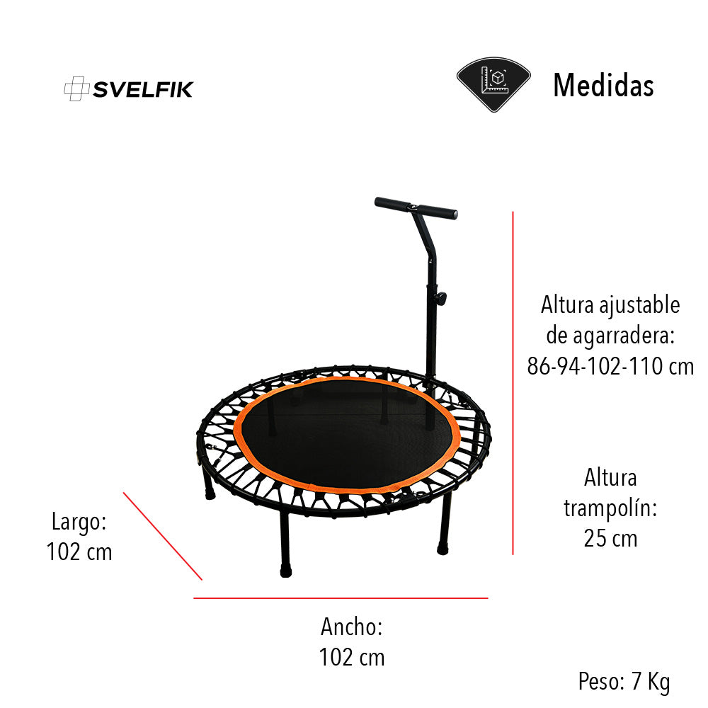 TRAMPOLÍN PLEGABLE CON AGARRADERA DE 102 CMS