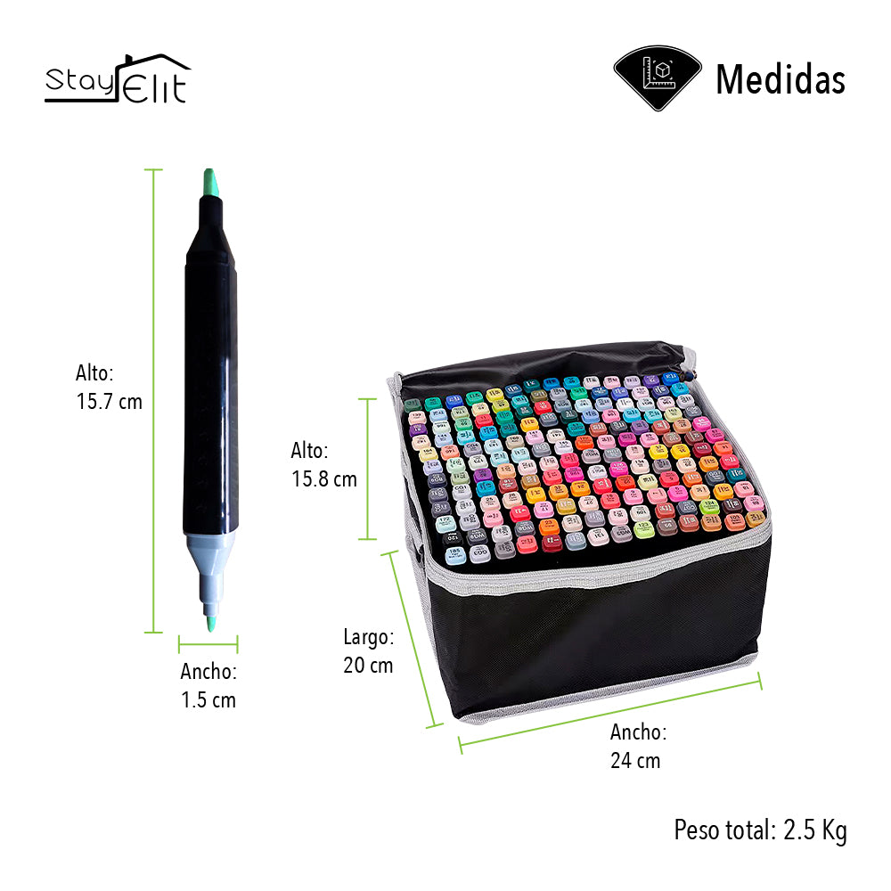 SET DE MARCADORES DOBLE PUNTA 168 PZAS