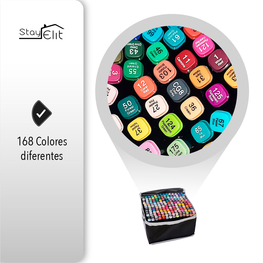 SET DE MARCADORES DOBLE PUNTA 168 PZAS