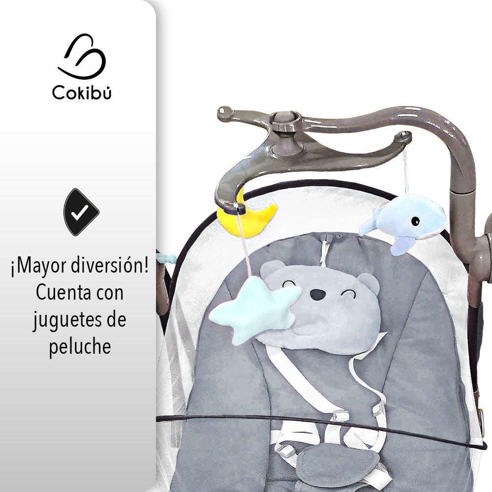 SILLA MECEDORA PARA BEBÉ TIPO COLUMPIO COLOR GRIS