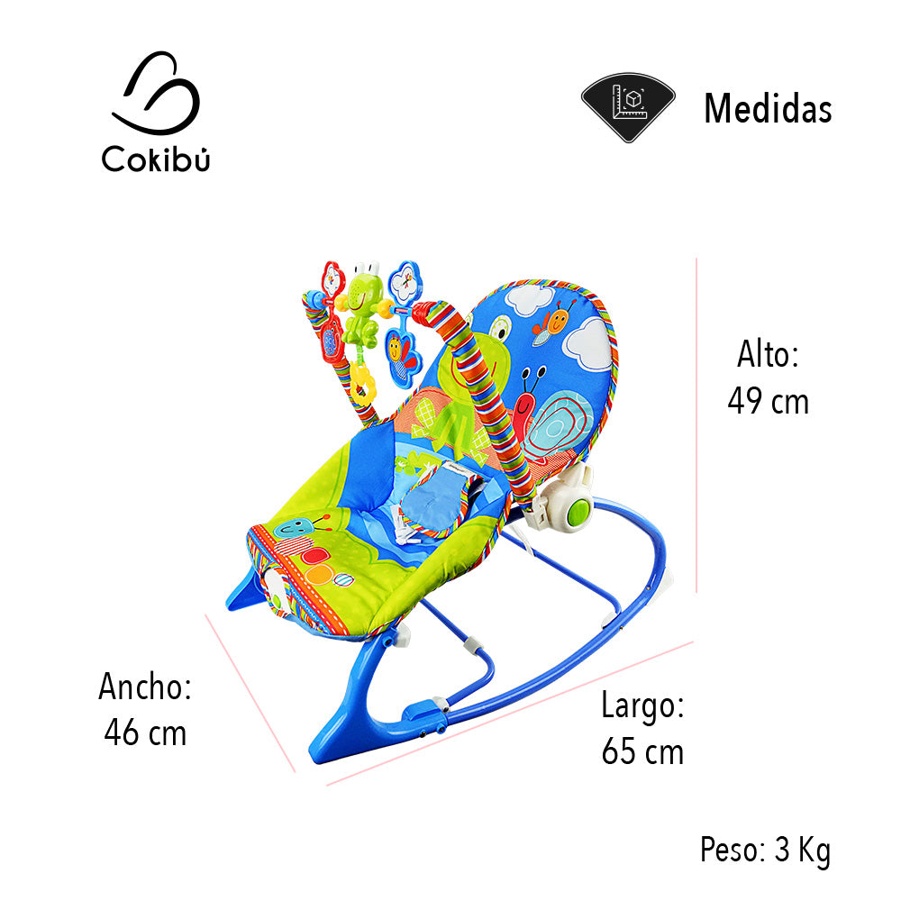 SILLA MECEDORA PARA BEBÉ COLOR AZUL DISEÑO JUNGLA