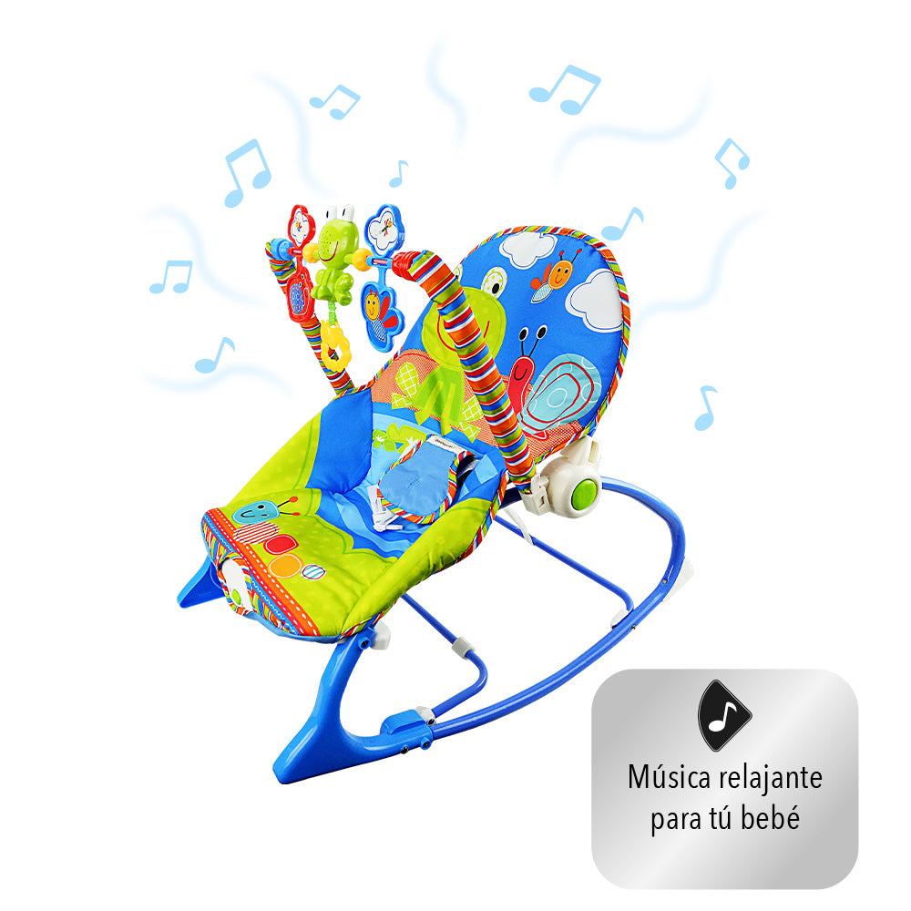 SILLA MECEDORA PARA BEBÉ COLOR AZUL DISEÑO JUNGLA