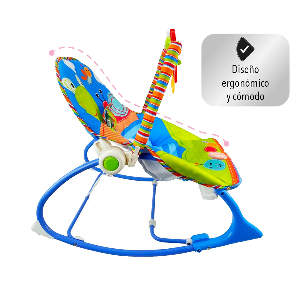 SILLA MECEDORA PARA BEBÉ COLOR AZUL DISEÑO JUNGLA