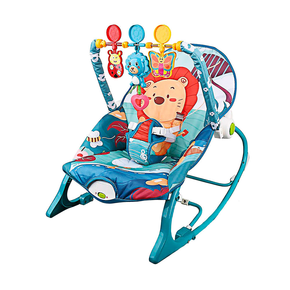 SILLA MECEDORA PARA BEBÉ COLOR AZUL DISEÑO LEÓN