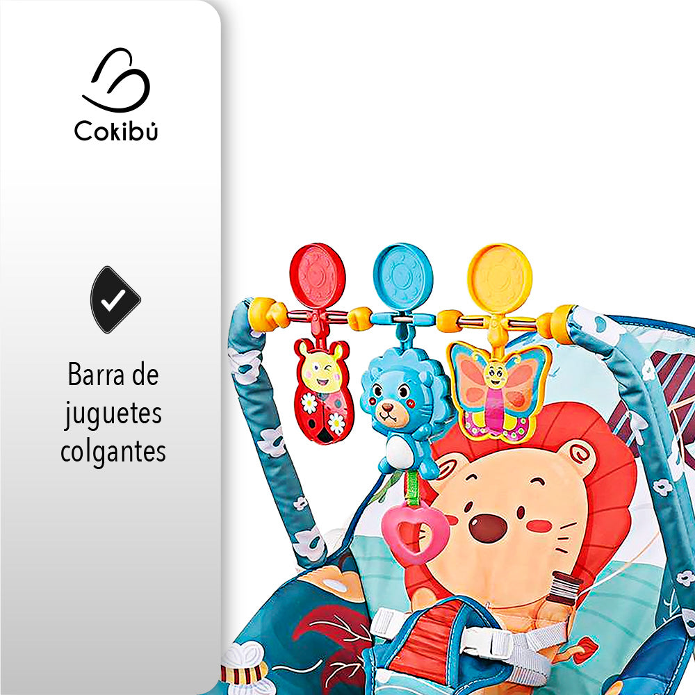 SILLA MECEDORA PARA BEBÉ COLOR AZUL DISEÑO LEÓN