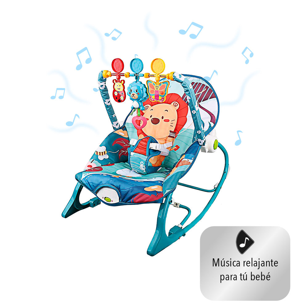 SILLA MECEDORA PARA BEBÉ COLOR AZUL DISEÑO LEÓN