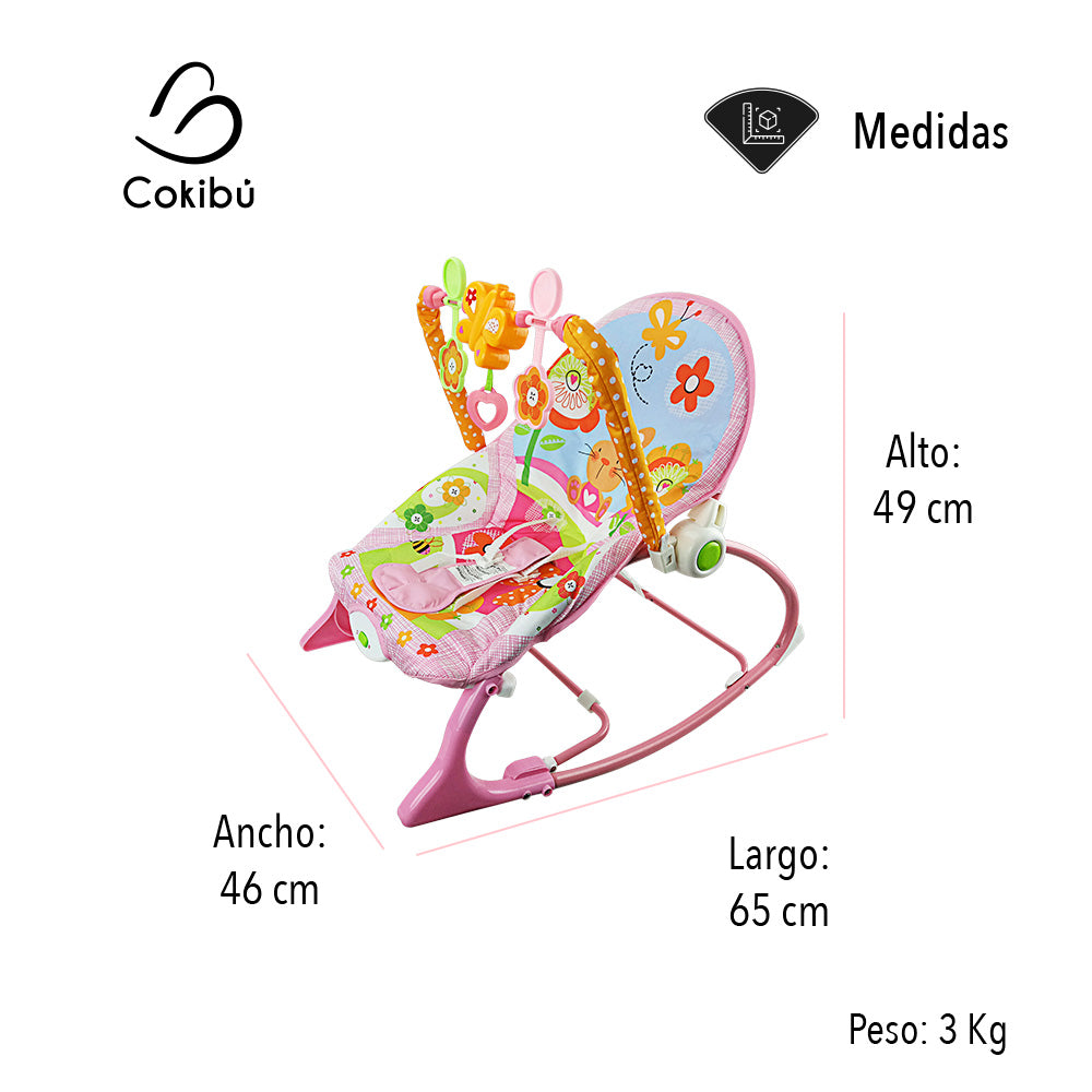 SILLA MECEDORA PARA BEBÉ COLOR ROSA DISEÑO CONEJO