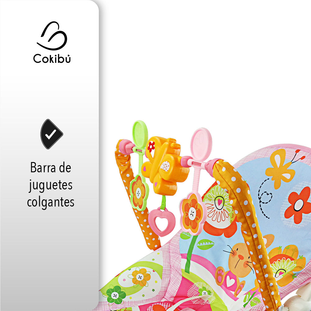 SILLA MECEDORA PARA BEBÉ COLOR ROSA DISEÑO CONEJO