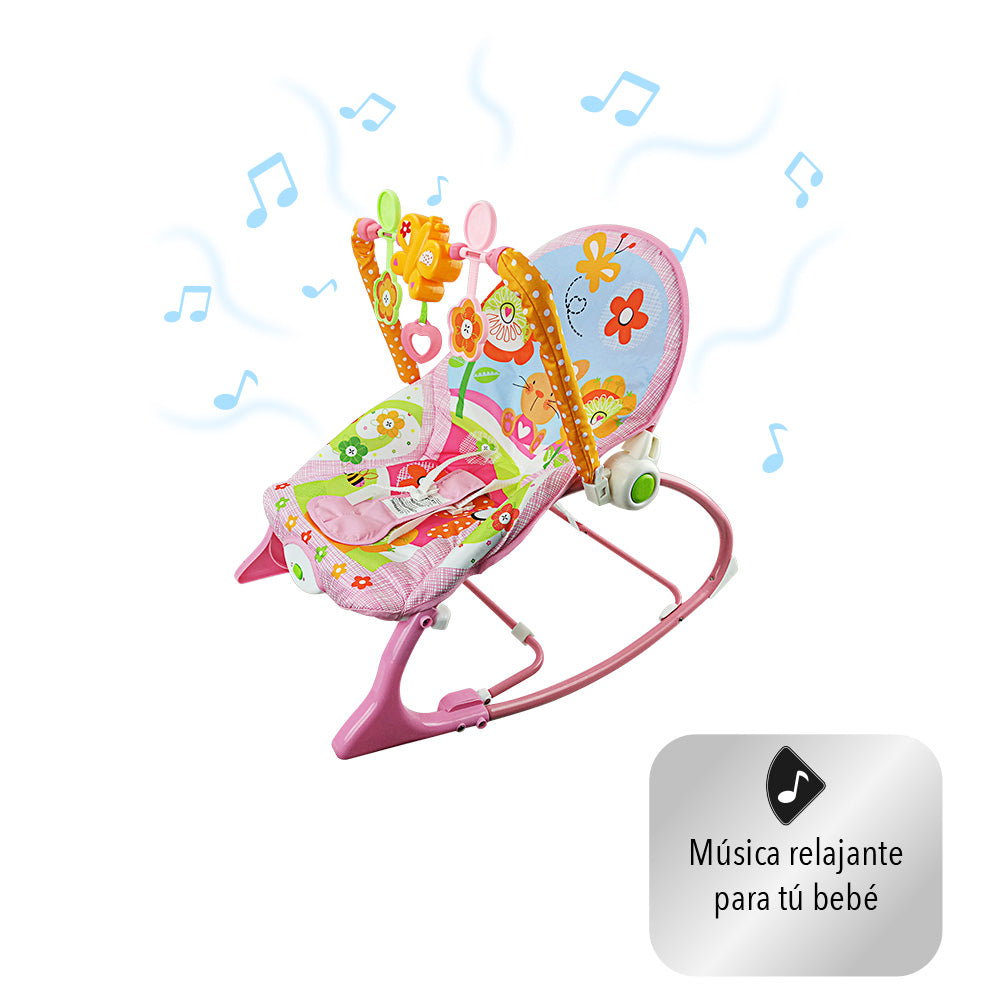 SILLA MECEDORA PARA BEBÉ COLOR ROSA DISEÑO CONEJO