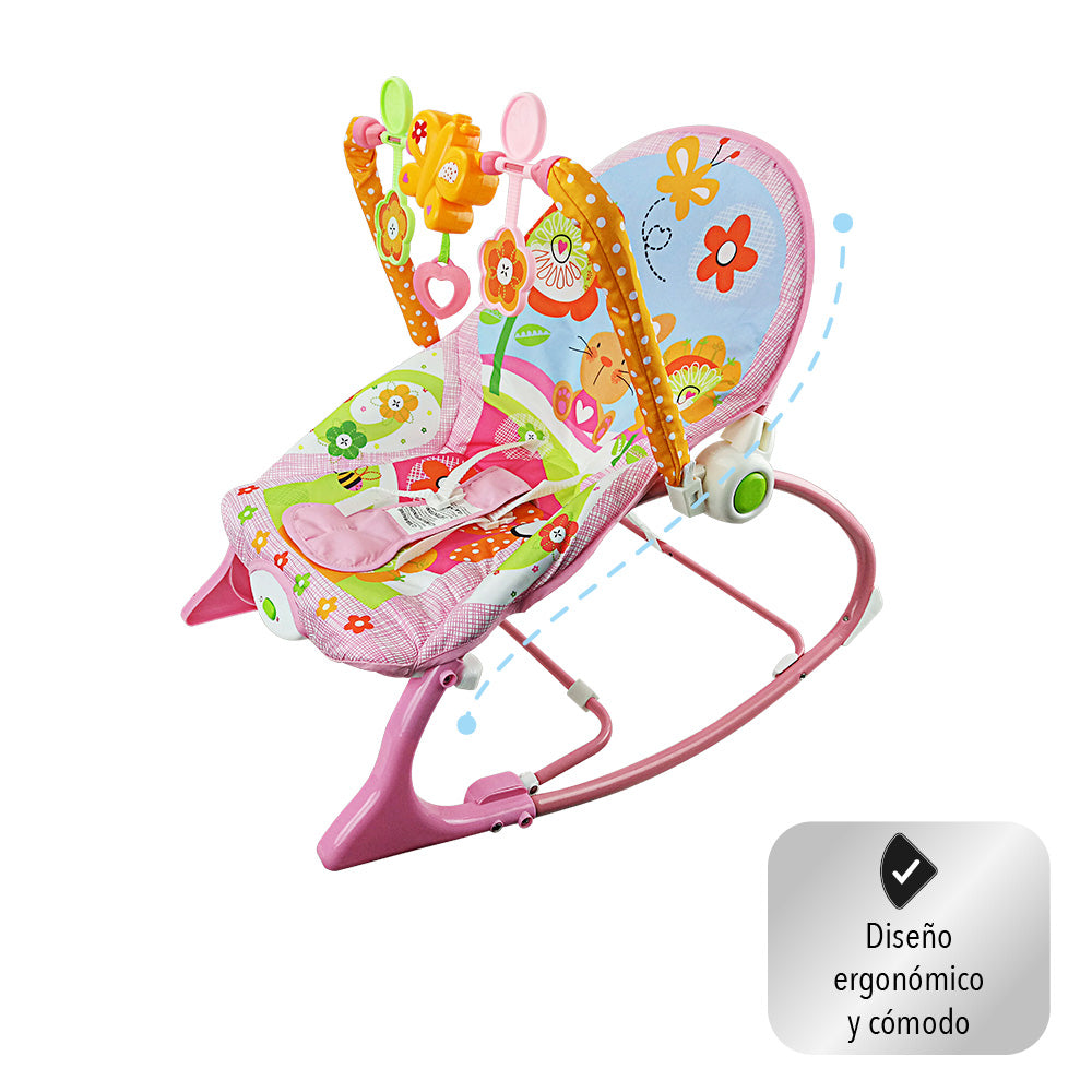 SILLA MECEDORA PARA BEBÉ COLOR ROSA DISEÑO CONEJO