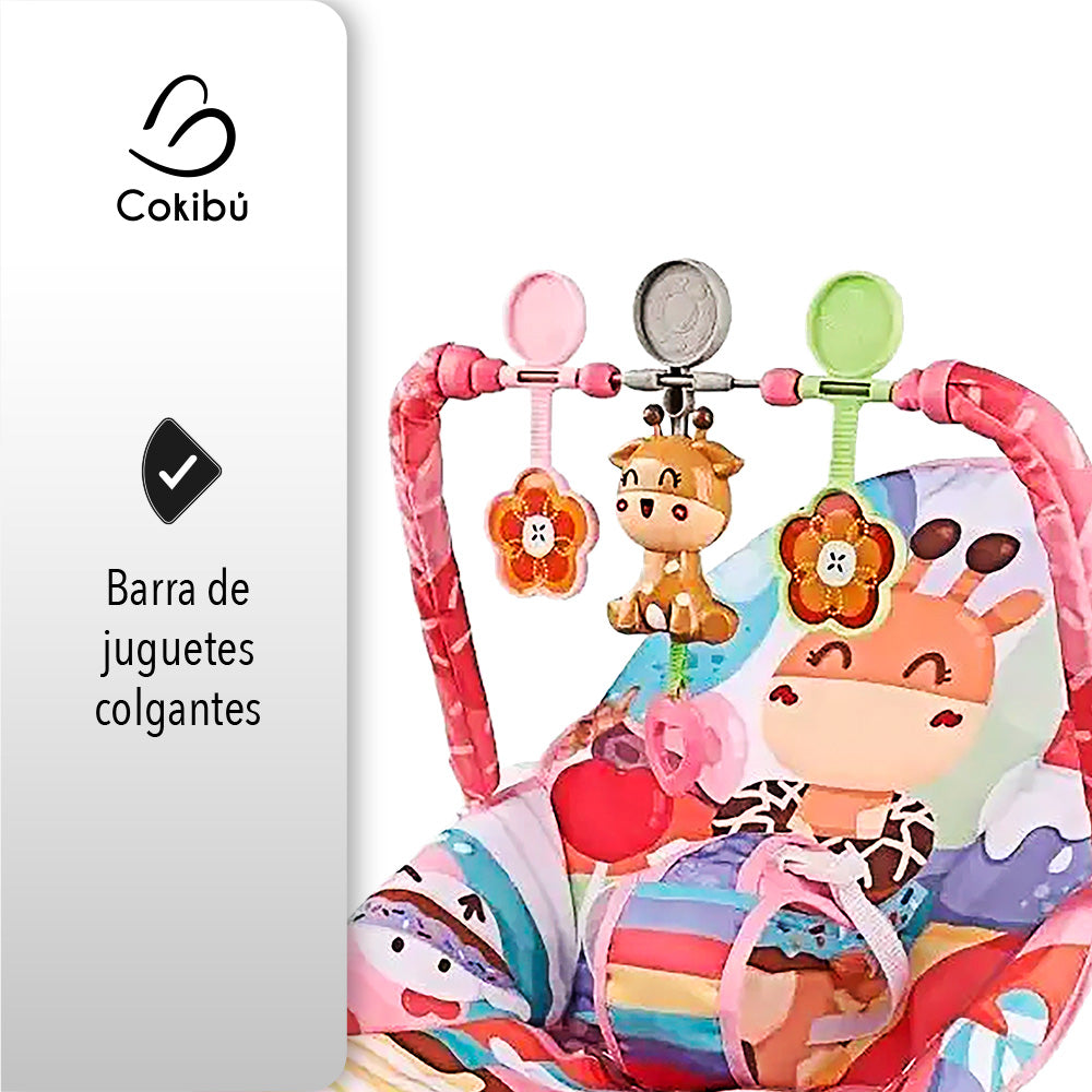 SILLA MECEDORA PARA BEBÉ COLOR ROSA DISEÑO JIRAFA