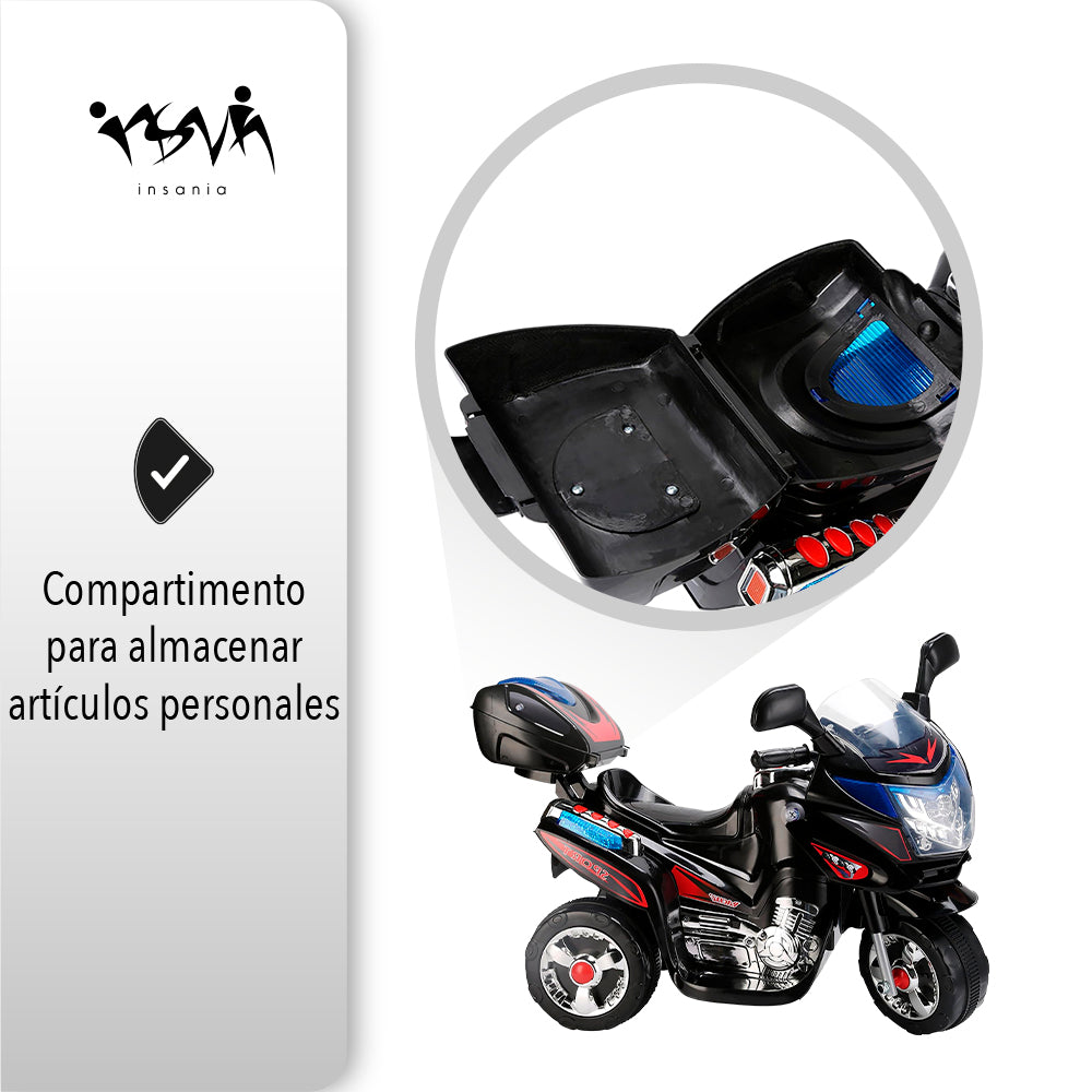 MOTO ELÉCTRICA RECARGABLE COLOR NEGRO PARA NIÑO (SALDOS)
