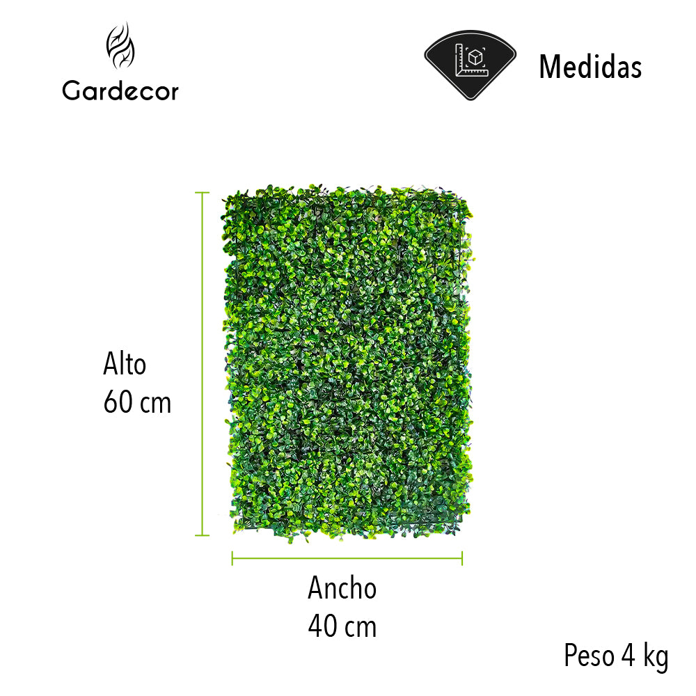 MURO VERDE FOLLAJE ARTIFICIAL 10 PZAS DE 60X40 CM