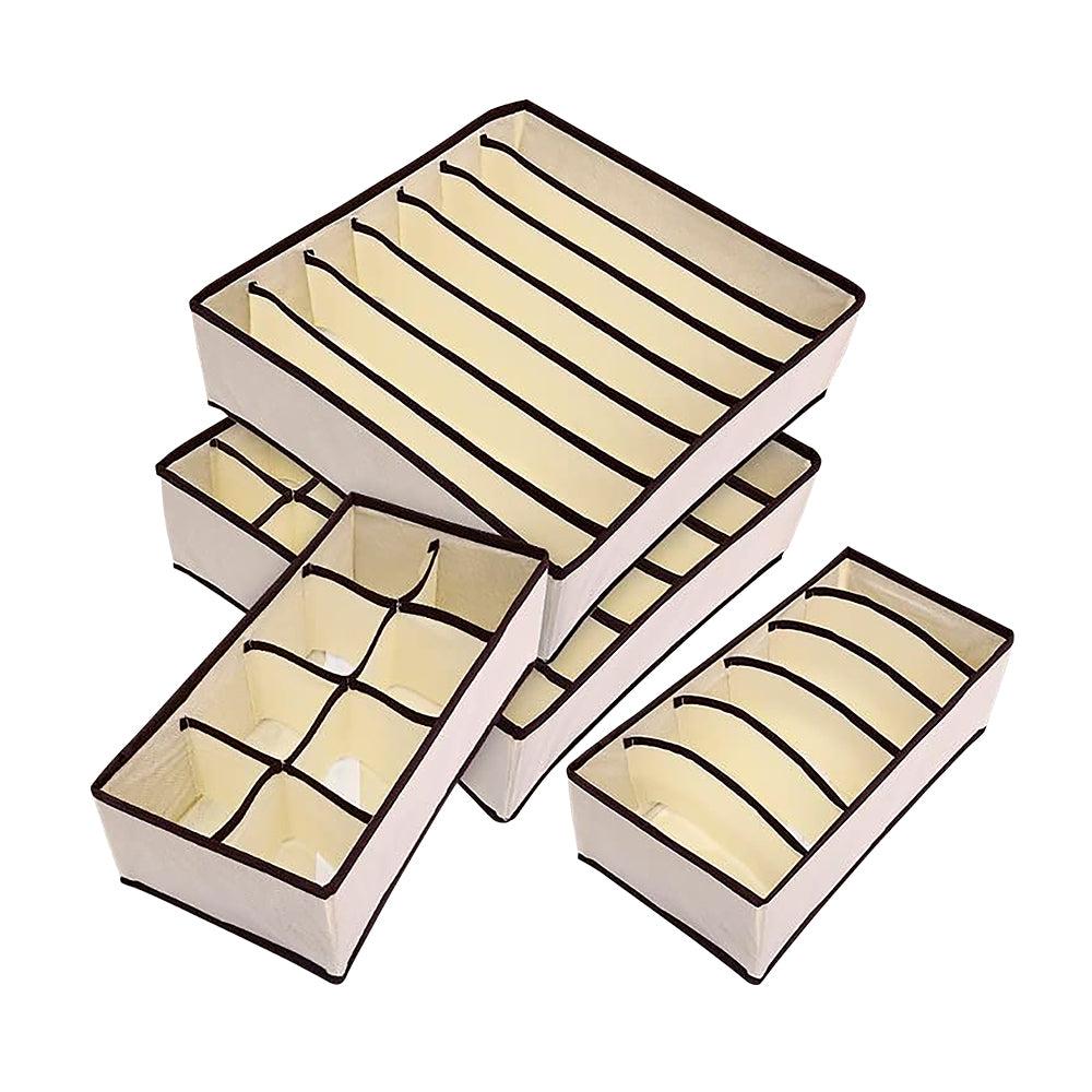 SET DE 4 ORGANIZADORES Y DIVISOR DE CAJONES COLOR BEIGE