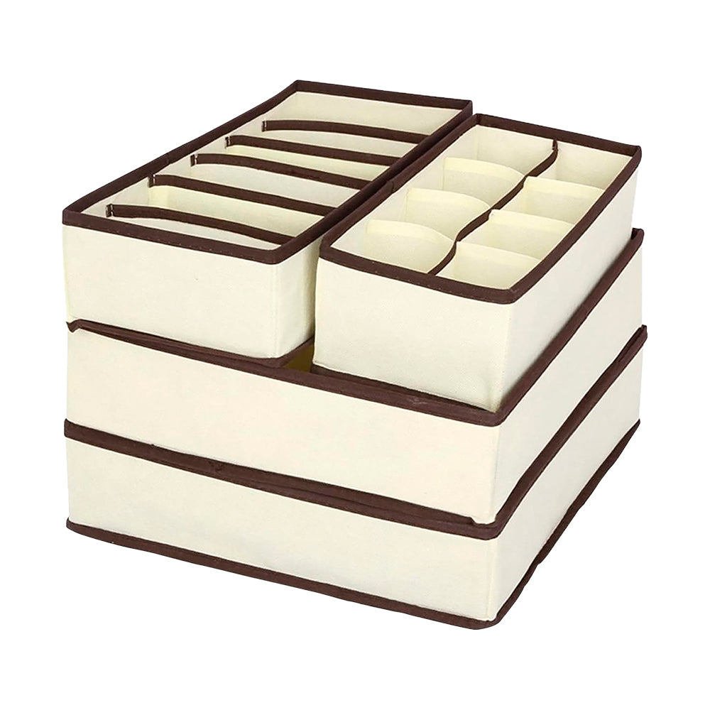 SET DE 4 ORGANIZADORES Y DIVISOR DE CAJONES COLOR BEIGE